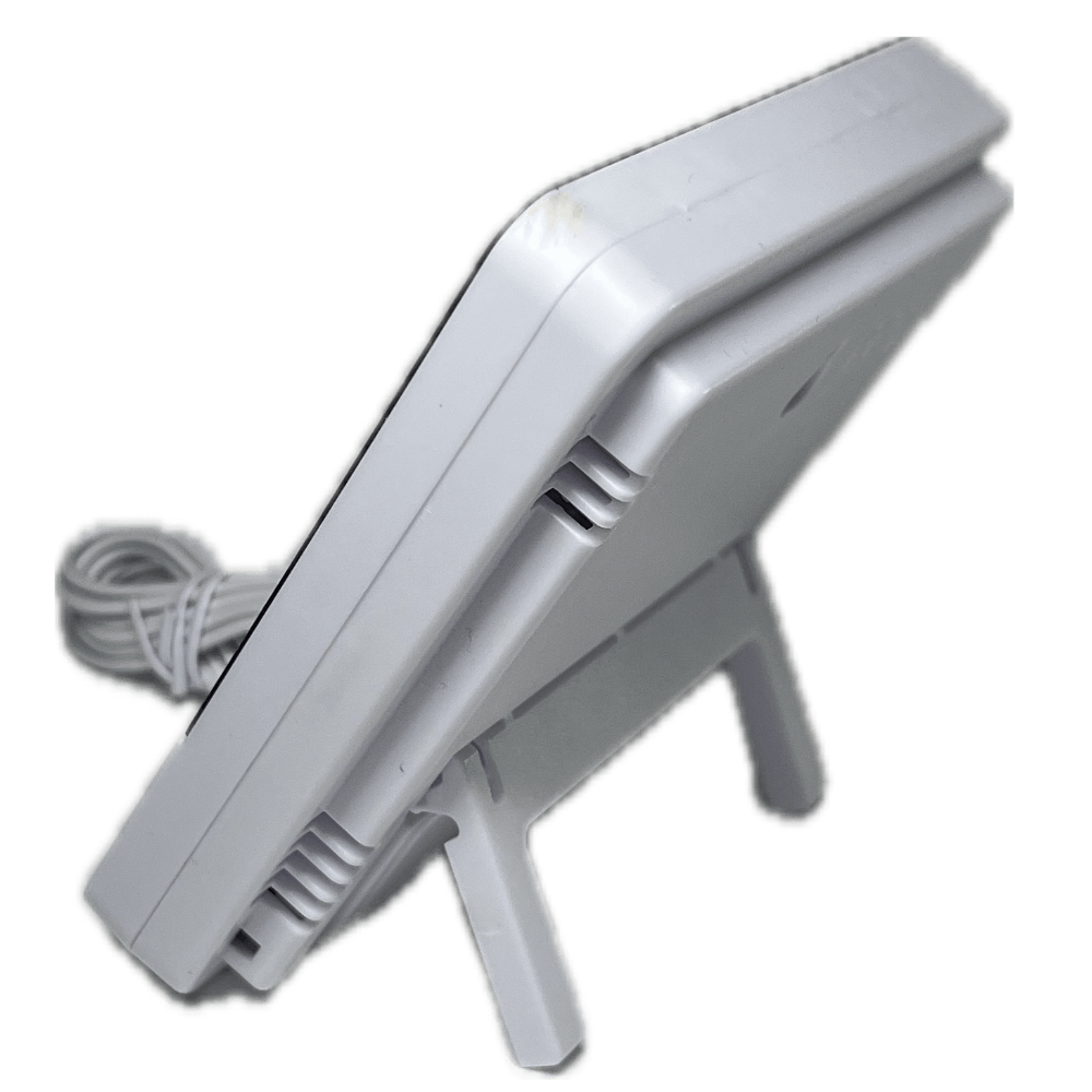 HTC-2 Hygrometer von hinten mit Standfuß – flexibel platzierbar für Growräume