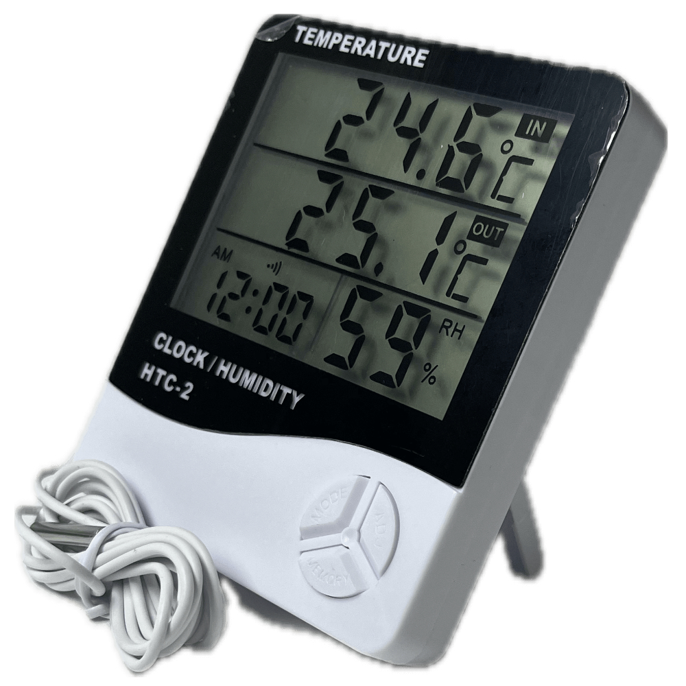 HTC-2 Hygrometer mit Außensensor – freistehend aufklappbar, ideal für Growzelte