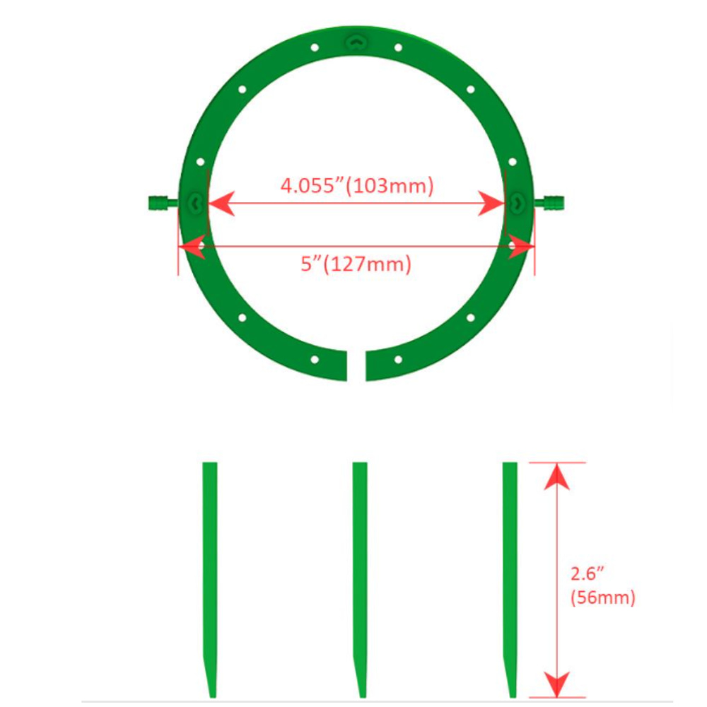 Tropfbewässerungsring mit Zu- und Ablauf (12,5 cm Ø) – Bild 2