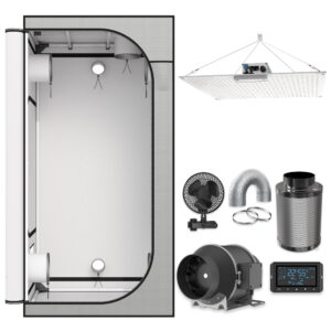 LED Growbox Komplettset 320W lm301b Anthrazit mit Weißer PE Innenfläche